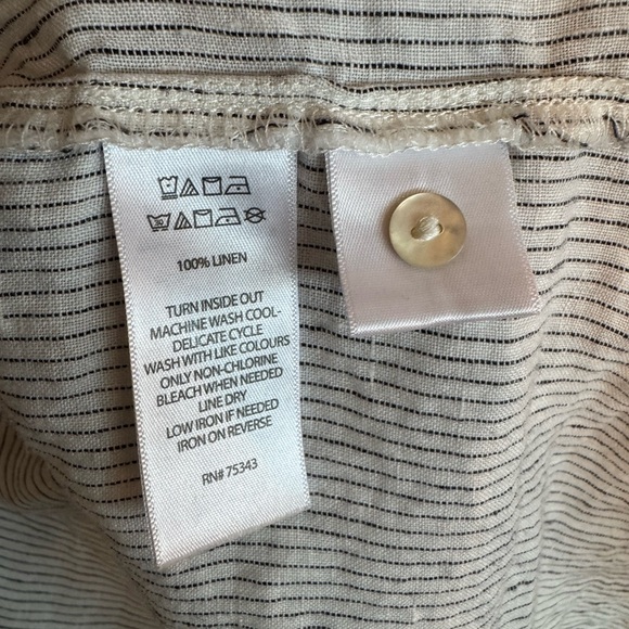 LINEN 100% TAHARI Striped Women's Tunic Shirt Top Size M Short Sleeve Loose Fit - Picture 11 of 11